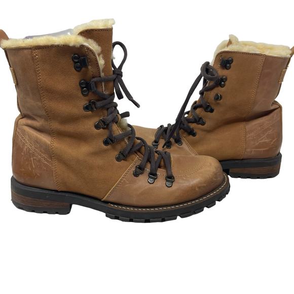Luxe De Leon Men's Tierra Leather Shearling linedCombat Boots sz 11.5
